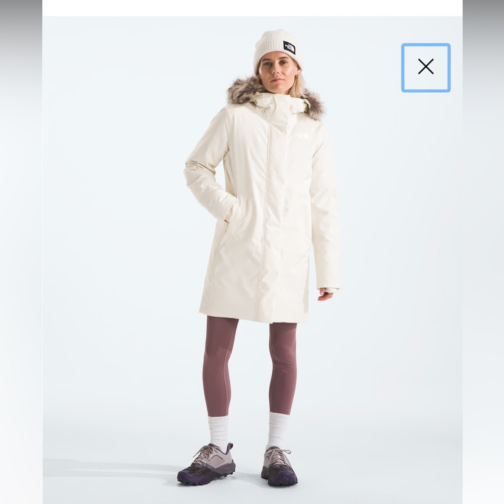 The North Face white parka